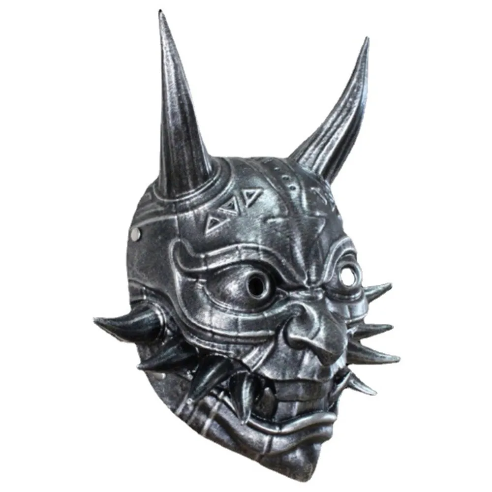 Novelty Rivet Punk Mask Terror Halloween Party Game Theme Costume Long Horn Prajna Cosplay Mask Resin