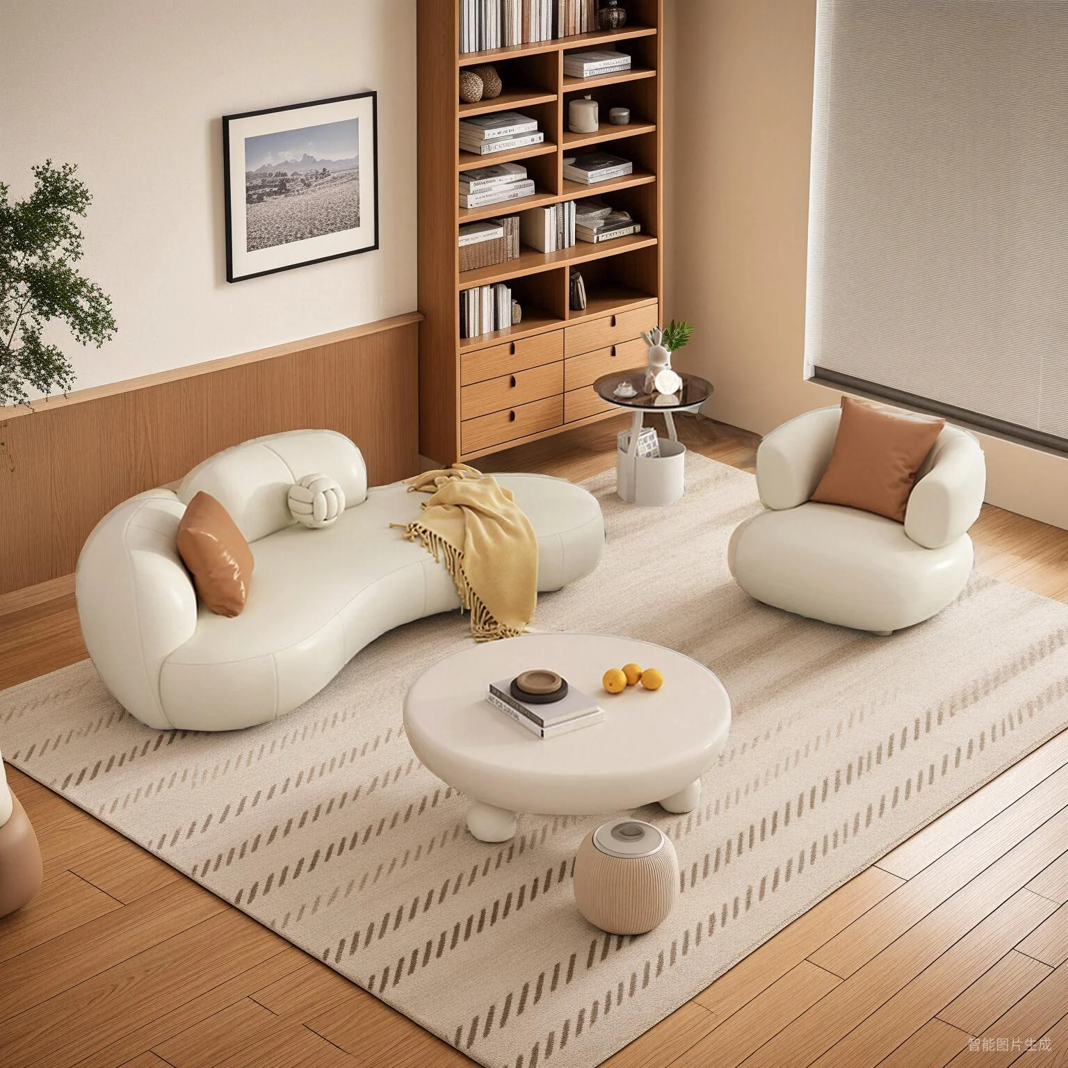 NEW Cream style office sofa internet celebrity modern minimalist beauty salon arc-shaped rest area negotiation reception tea tab