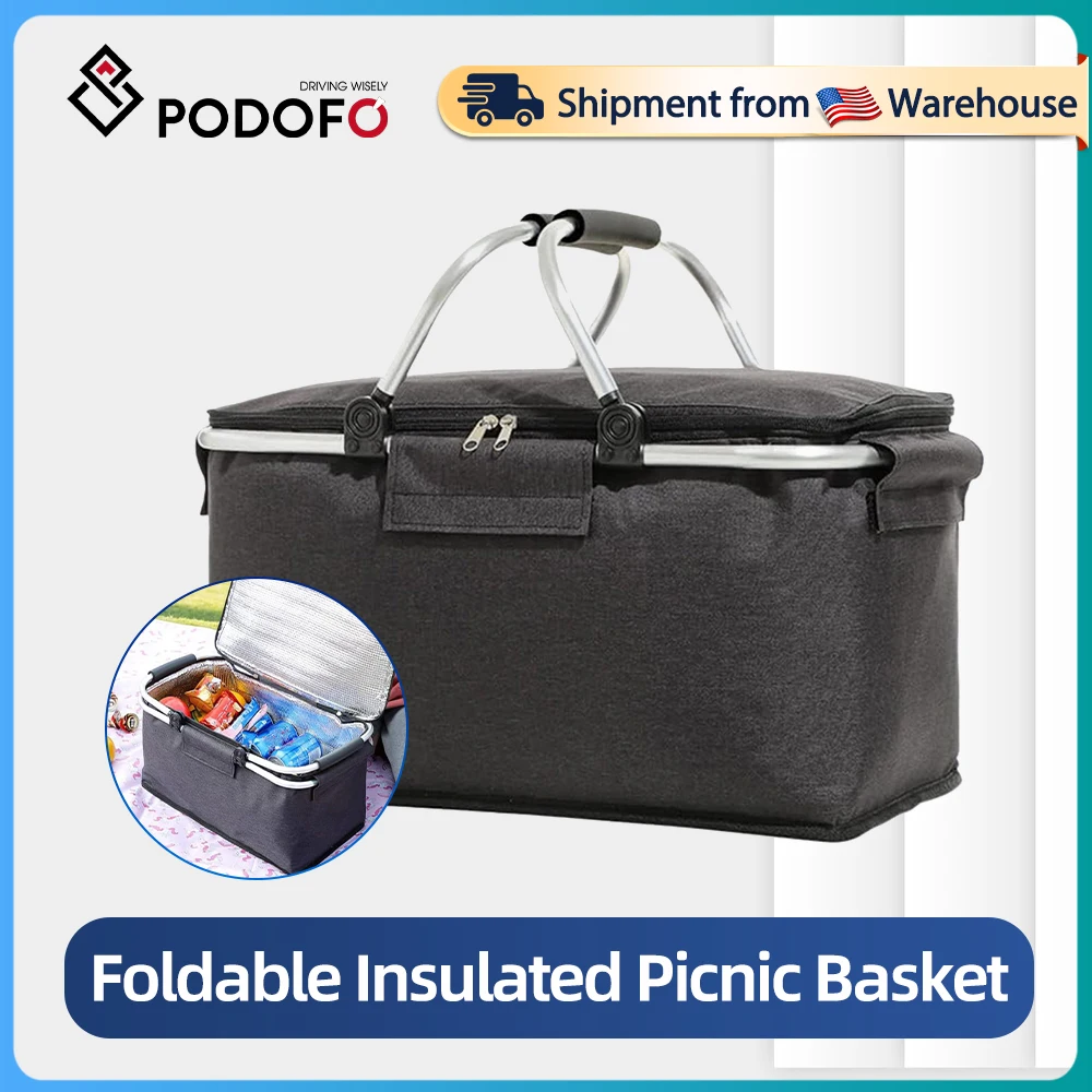Podofo 30L Foldable Insulated Picnic Basket,Portable Cooler Bag for Outdoor Camping,Beach,Travel,Family Picnic,Waterproof