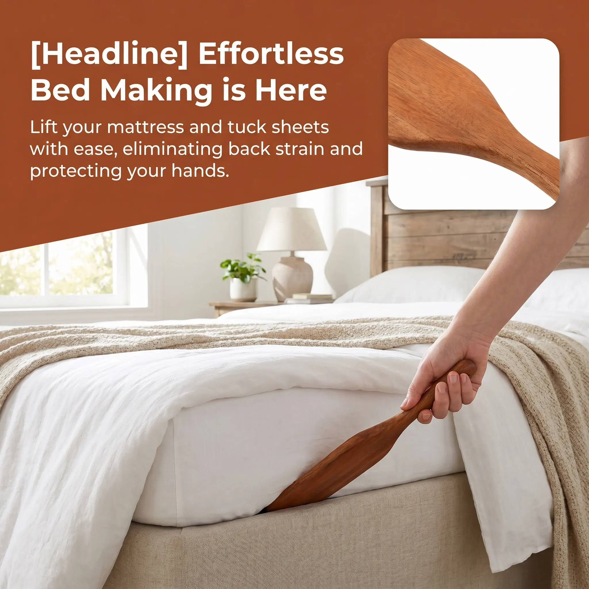 Wooden Mattress Lifter Bed Sheet Changing Tool Easy Effort Saving Sheet Tucker for Hotels Hospitals Home Supplies