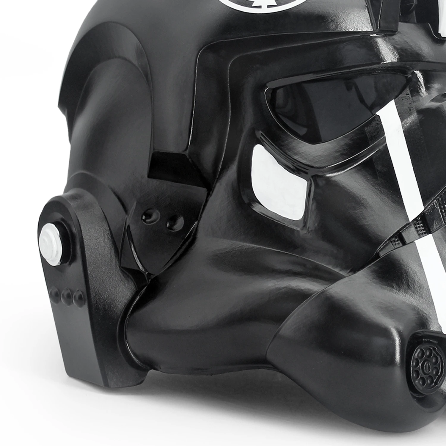 Star SW Winner White Line Imperial TIE Fighter Pilot Helmet Hard PVC Full Head Wearable Cosplay Mask Standard Size Adult Role Play Halloween Masquerade Costume Accessory Game Collectible Display Gift Realistic Imperial Pilot Prop
