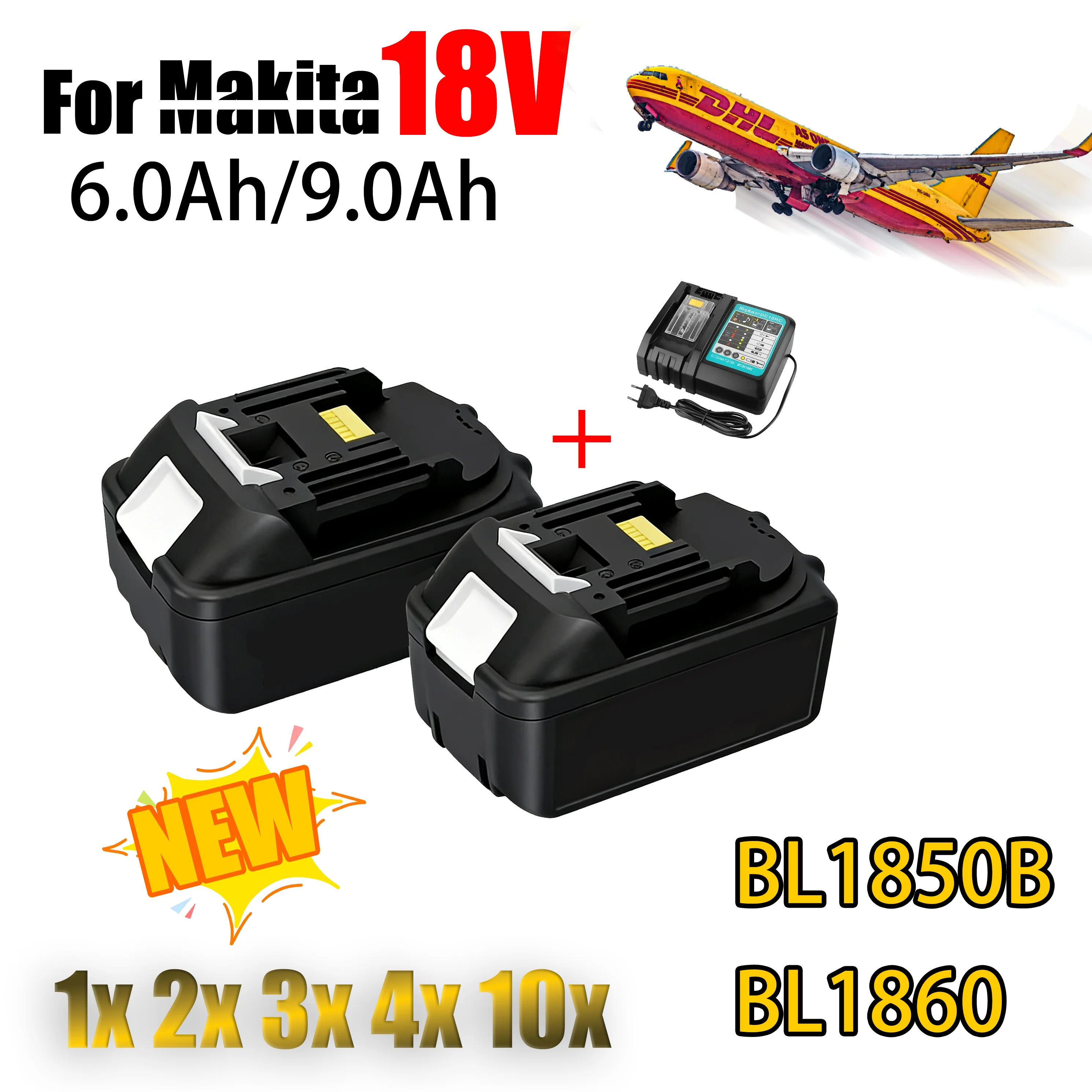 

Сменный литий-ионный аккумулятор 18В 6Ач для Makita, совместимый с BL1850B BL1860B BL1840B BL1830B LXT-400 RU BL1830 - 18В 6Ач