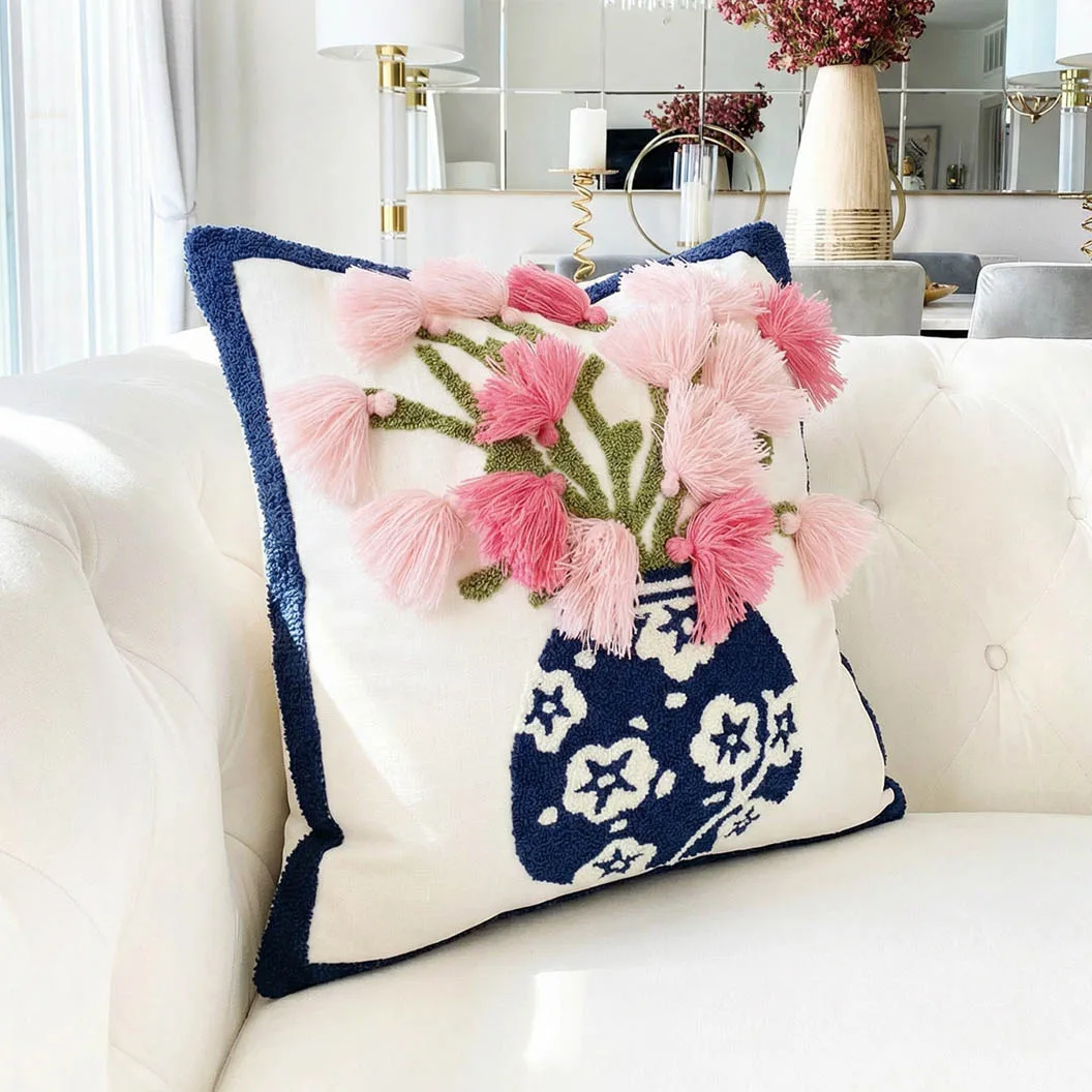 New Affordable Luxury Style Pillowcase Embroidery Pillows For Sofa Headrest Cushion Pillow Cover Living Room Home Decoration