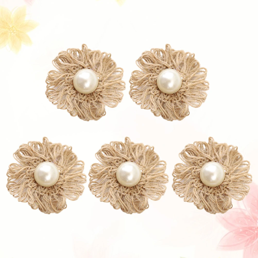

5pc Jute Burlap Flowers Vintage DIY H made Material Shoe Hat Pendant Craft Party Wedding Accessories Lightweight