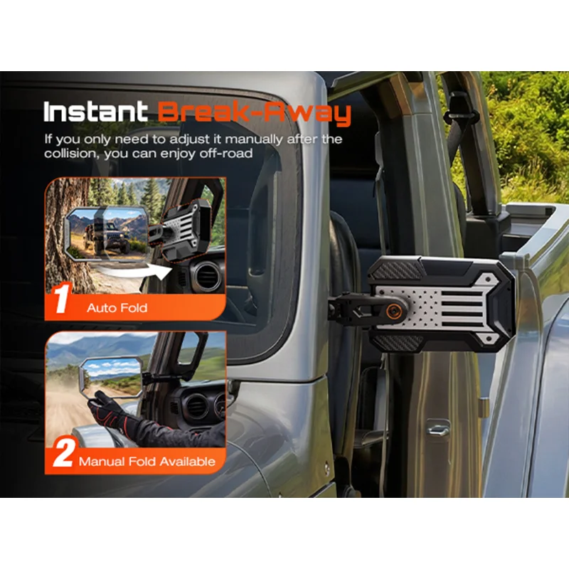NOVSIGHT Wrangler Mirrors Doors Off Side Mirrors 9-inch Wider View 360°Adjustable for Wrangler JL Gladiator JT 2018-2023
