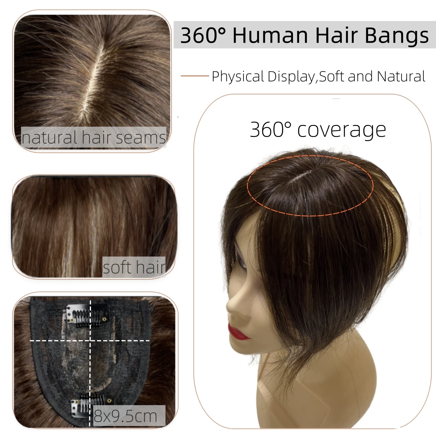 25cm clipe em natural cabelo humano topper para mulheres franja peças de cabelo parte média peruca brasileira adicionar volume do cabelo