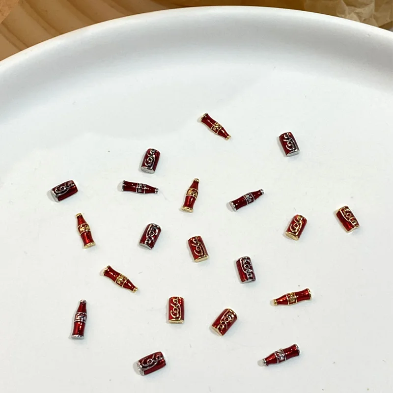 TSZS Red 3D Retro Coca Cola Bottle Nail Art Charm Alloy Metal Cartoon Coca Colo Nails Decoration DIY Nail Accessories #4