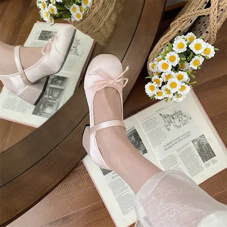 Spring Autumn Mary Jane Fashion Shallow Round Toe Mid Heel Shoes Ladies Elegant Outdoor Single Pumps Womens Shoes