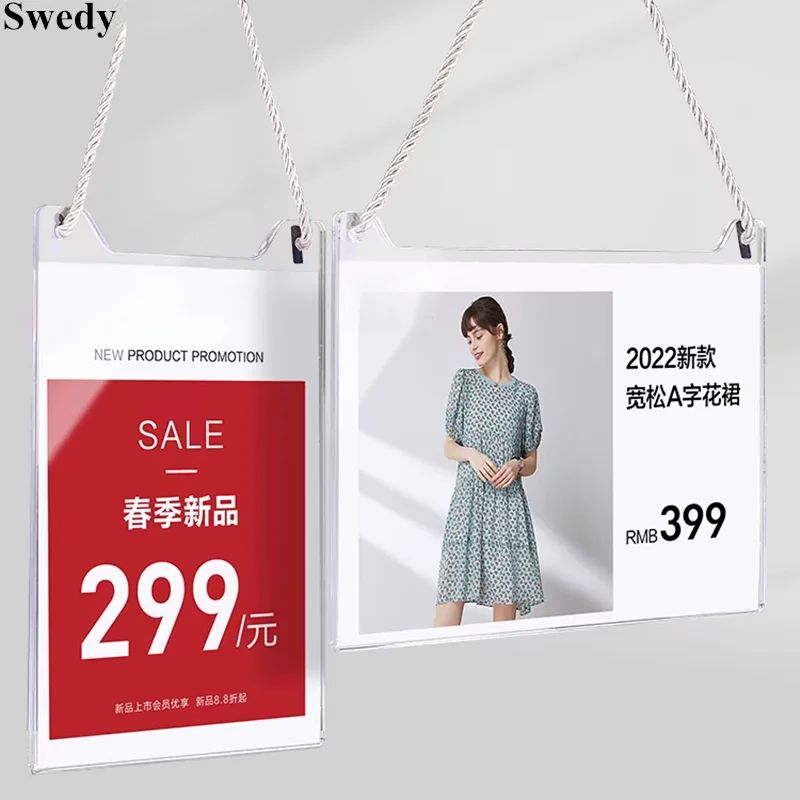 5 Pieces A5 148x210mm Acrylic Hanger Poster Sign Holder Price Board Product Advertising Photo Picture Display Frame