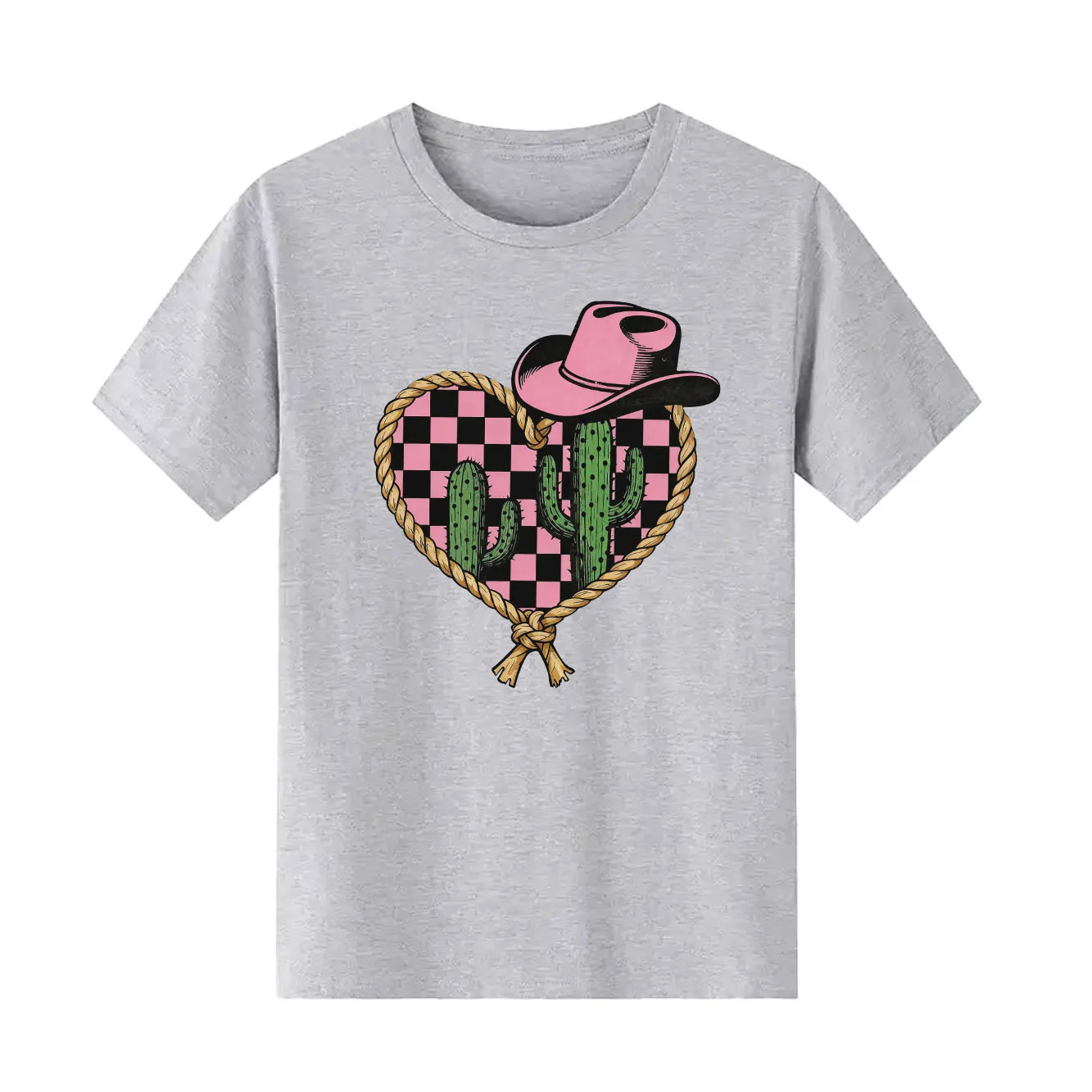 レトロなウエスタン カウボーイ ハット プリント レディース 半袖 Tシャツ 夏 ラウンドネック 多用途な日常使用に適しています