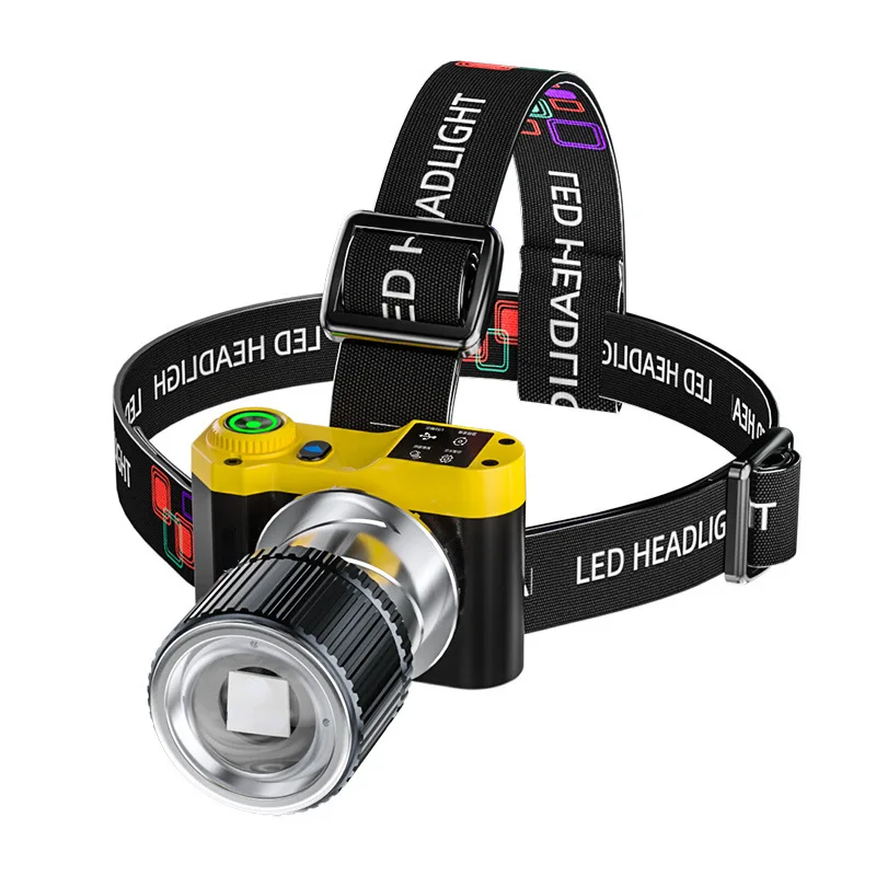 White Laser Induction Headlamp Aluminum Alloy Telescopic Zoom Long Endurance Outdoor LED Head Torch