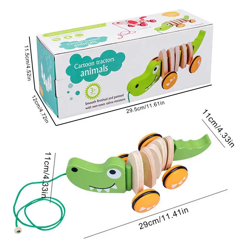 Wood Walking Pull Toys Wooden Puppy Toddler Toy Walking Toy Push Developmental Pull Toys Kids Toy With String For Boys & Girls