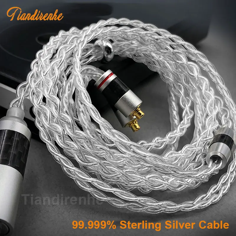 Tiandian-Hifi fone de ouvido cabo, prata pura trançado, cabo de atualização, MMCX, 0.78, A2DC, QDC, TFZ, 3.5, 2.5, 4.4mm, ie900, 99,999%