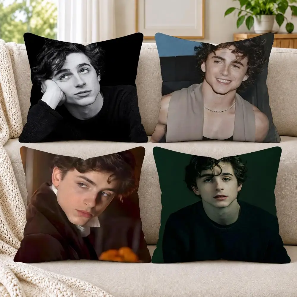 Actor T-Timothee Chalamet Cushion Cover Soft Short Plush Pillow Cases Hidden Zipper Cutecore Sofa Bedroom Home Decor Gift