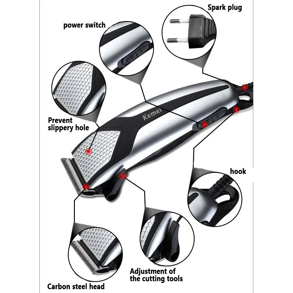 Kemei KM-4640 Professional ช่างตัดผมผสมผม Clipper สายไฟฟ้า Trimmer Graffiti ตัดผม Corded เครื่องตัด