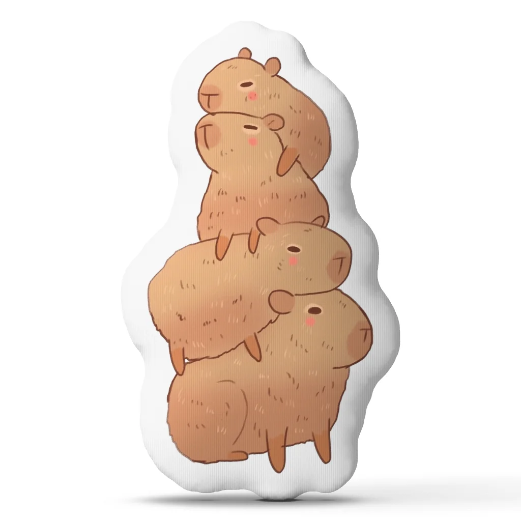 Stacked Capybara Throw Pillow Cute Animal Cushion Irregular Stuffed Decorative Pillow for Sofa Bedroom Capybara Lover Gift