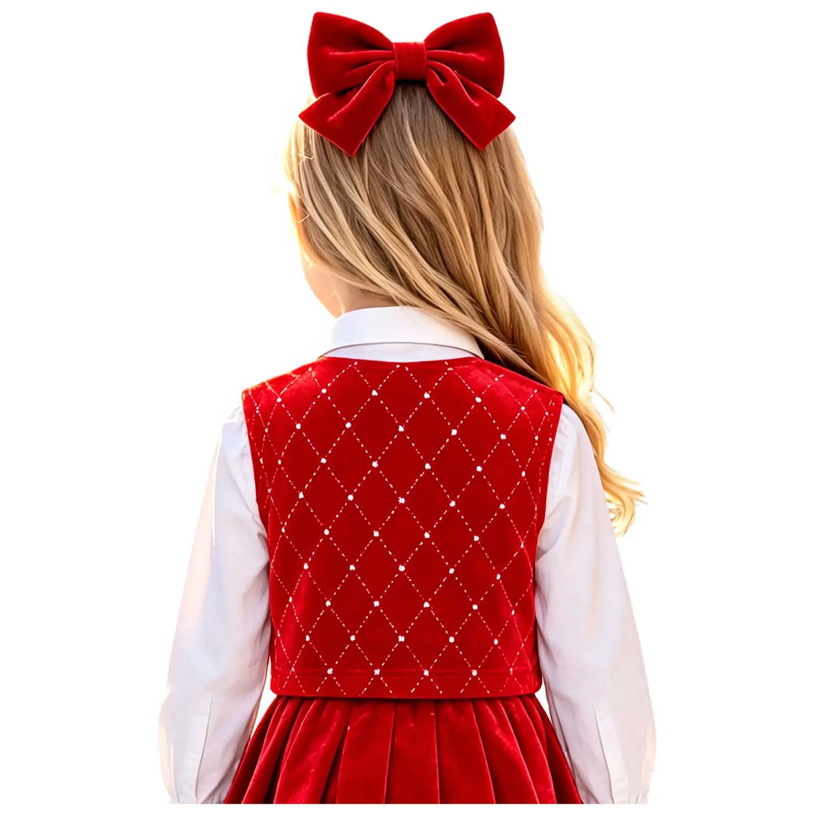 Children Girls Velvet Vest Jackets Kids Shiny Rhinestone Pullover Crop Tank Tops for Family New Year Christmas Party Costumes