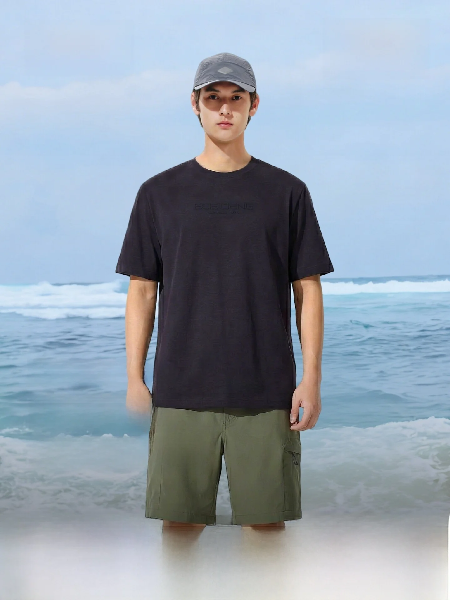 

Bosideng 2026 Summer New Men's round Neck Short Sleeve T-shirt Printed Versatile Liquid Ammonia Cool Fabric Breathable Comfor...
