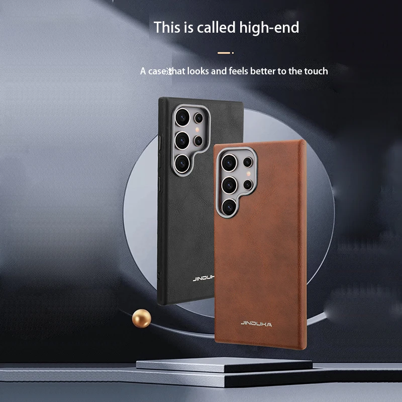 

Роскошный кожаный магнитный чехол для Samsung Galaxy S25 S24 Plus S23 Ultra Magsafe MetalCamera с беспроводной зарядкой, противоударный чехол