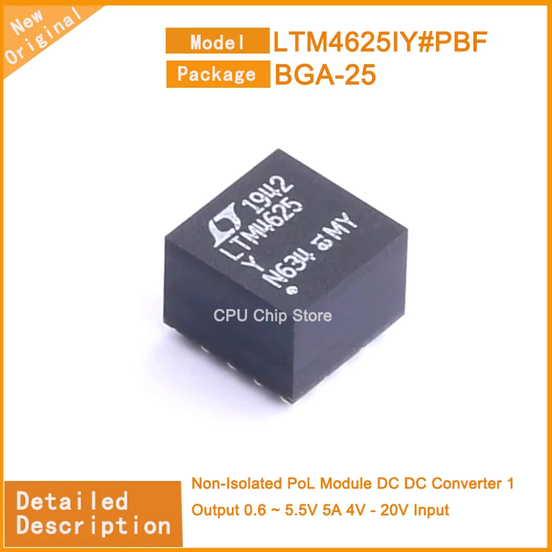 

1~5pcs New Original LTM4625IY#PBF LTM4625IY BGA-25 Non-Isolated PoL Module DC DC Converter 1 Output 0.6 ~ 5.5V 5A 4V - 20V
