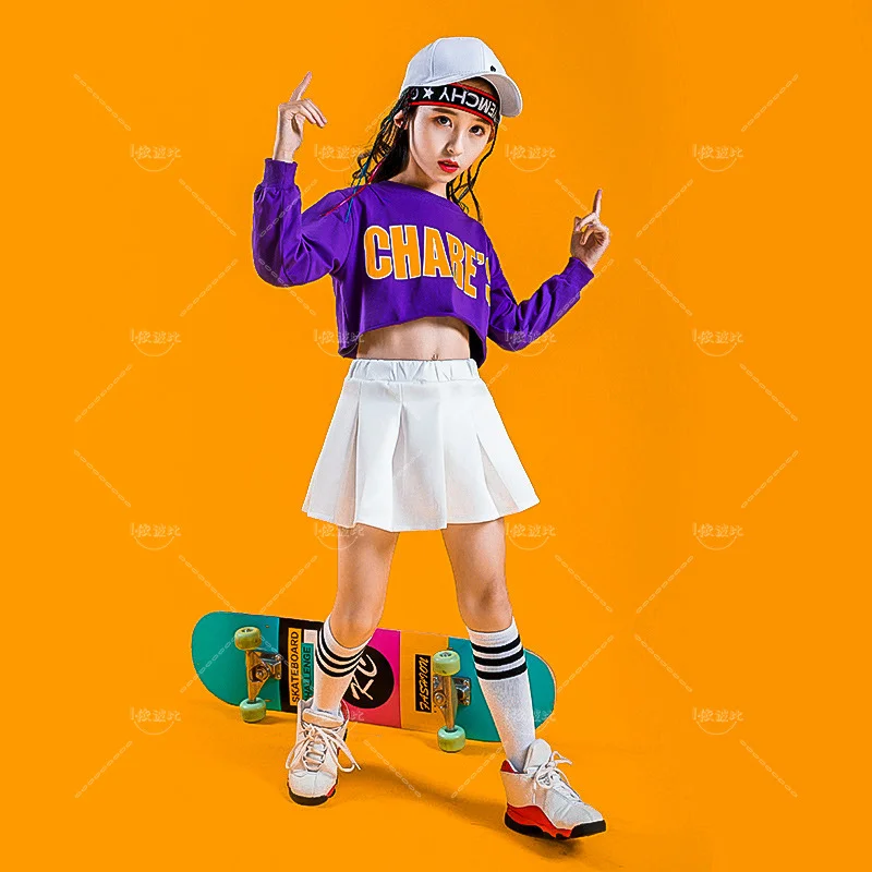 Children's Dance Hall Costumes, Street Dance Costumes, Hip-hop Skirts, Fashionable Shirts, Girl Costumes, Jazz Dance Costumes