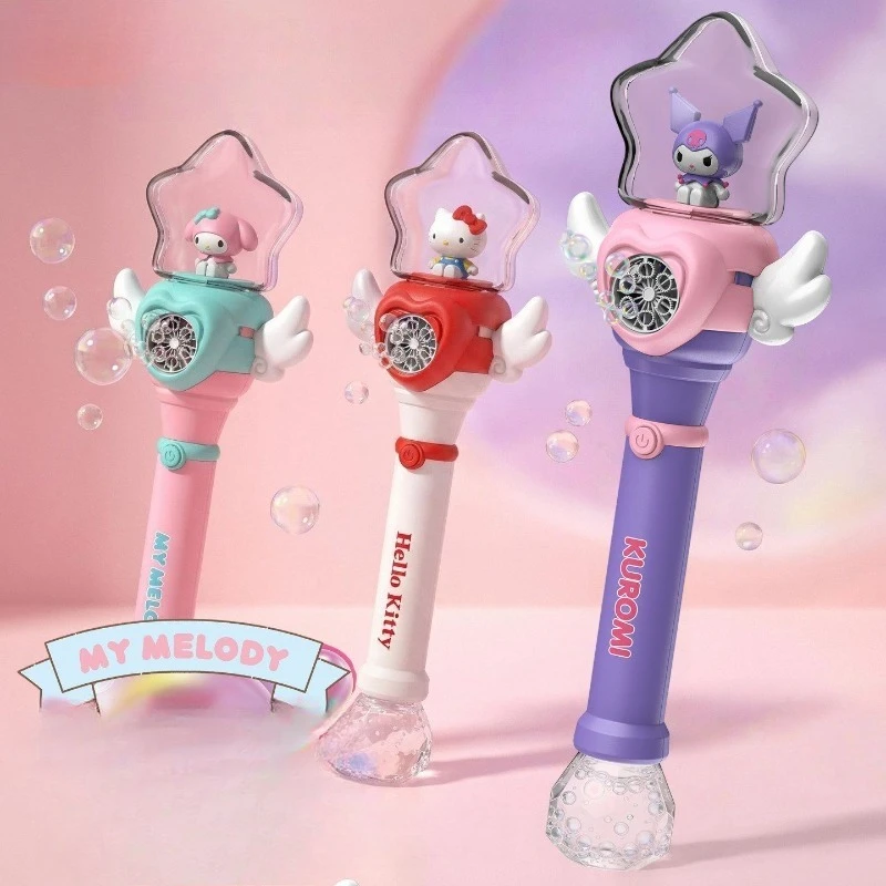 Новая электрическая волшебная палочка-генератор мыльных пузырей Sanrio HelloKitty в стиле аниме, модная, милая, девичья, с ощущением роскоши