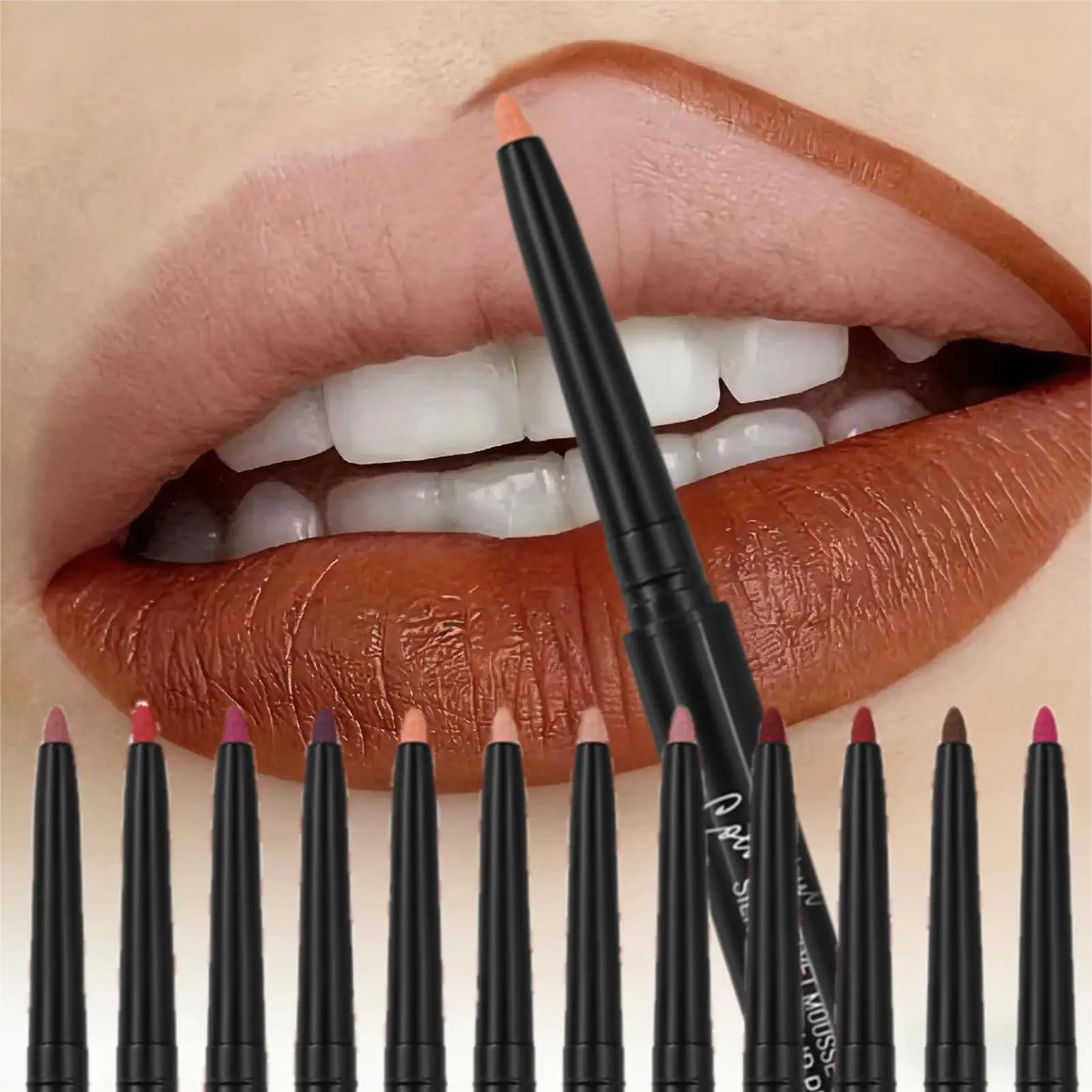 1PC waterdichte, langdurige matte lip- en eyelinerpotlood - niet-vervagende, niet-doorbloedende formule, geschikt voor alle lichtbeige tinten