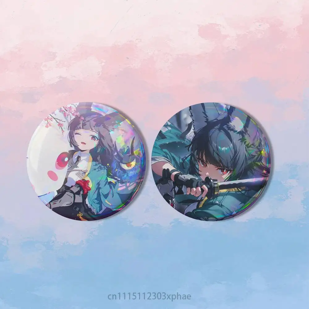 Z-ZZZ Miyabi Hoshimi Zenless Zone Zero HD Print Round Lapel Pins Pretty Derby 2 piece set Round Display Brooches Brooch Badges