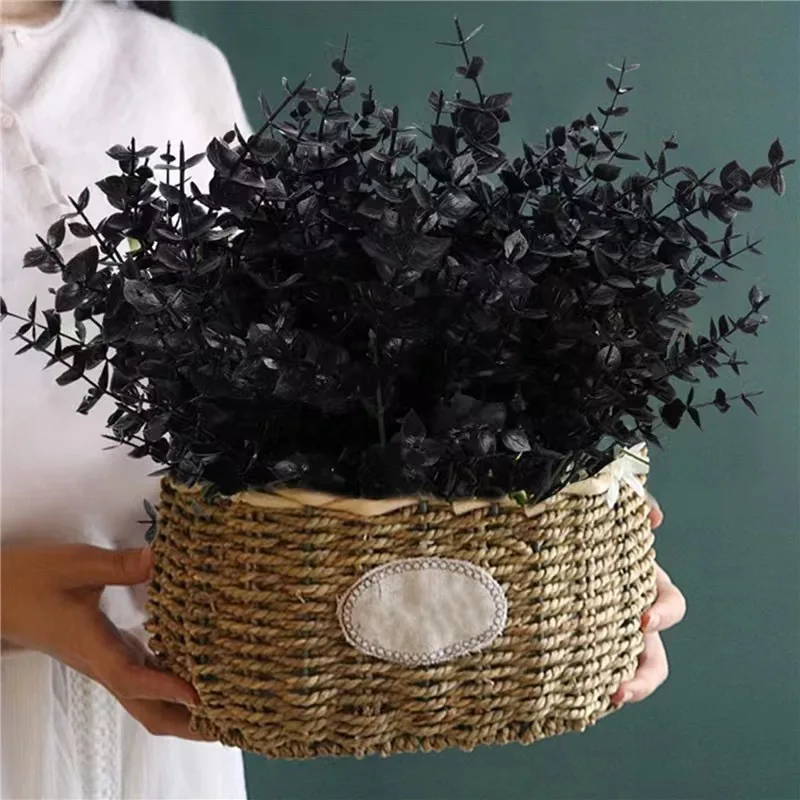 

Black Halloween Decoration Plastic Fake Flowers Eucalyptus Rose Lavender Bundle Thanksgiving Flowers Thanksgiving