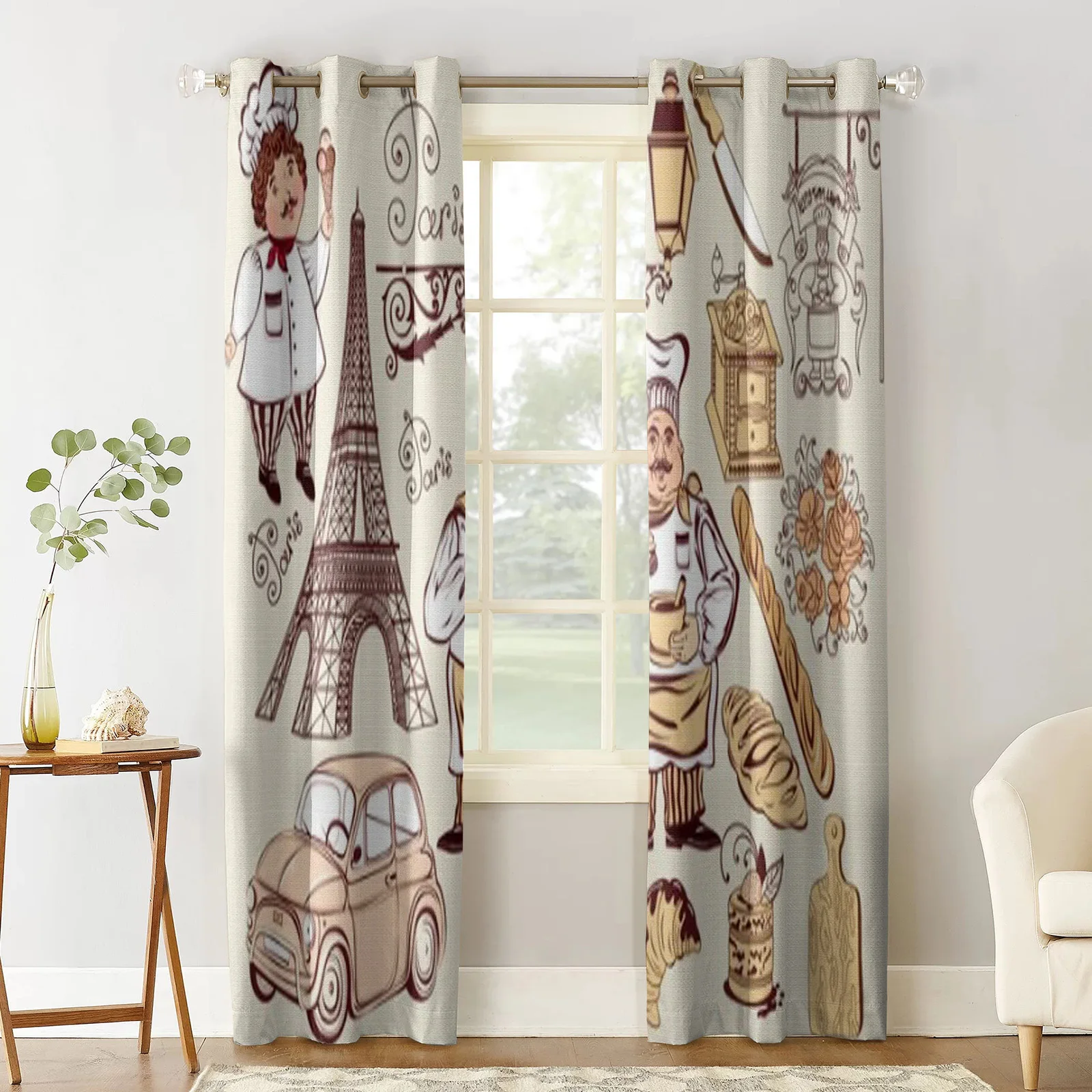 Collection Symbols Of Paris Window Curtains Home Living Room Decorative Curtain Home Textile Decoration Bedroom Curtains