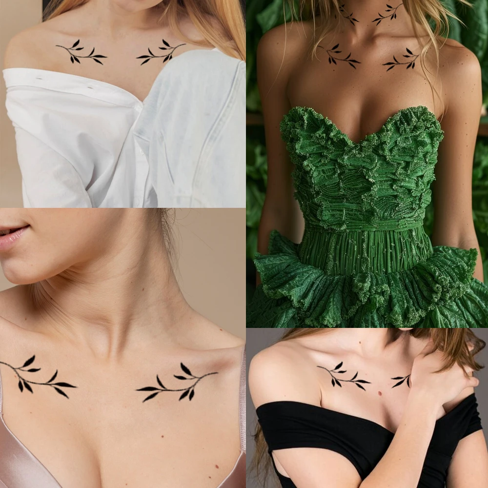 1 Large Leaf Temporary Tattoo, Real Tattoo, Neck Tattoo