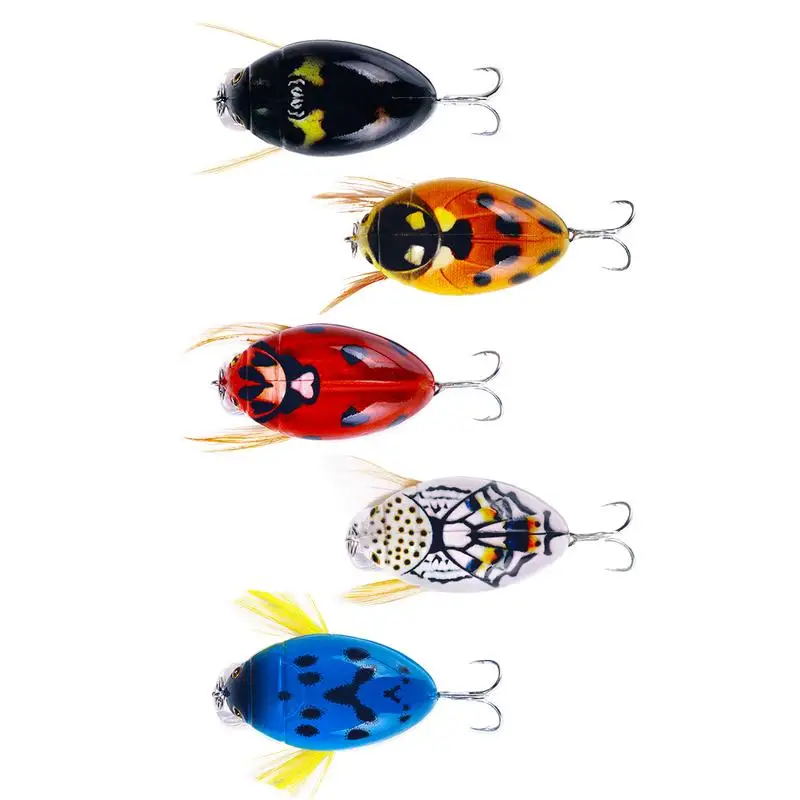 Ladybugs Shape Fishing Lures 4cm 4g Lure Bait Fly Fishing Bait Treble Hook Floating Wobblers Insect Hard Bait For Rivers streams