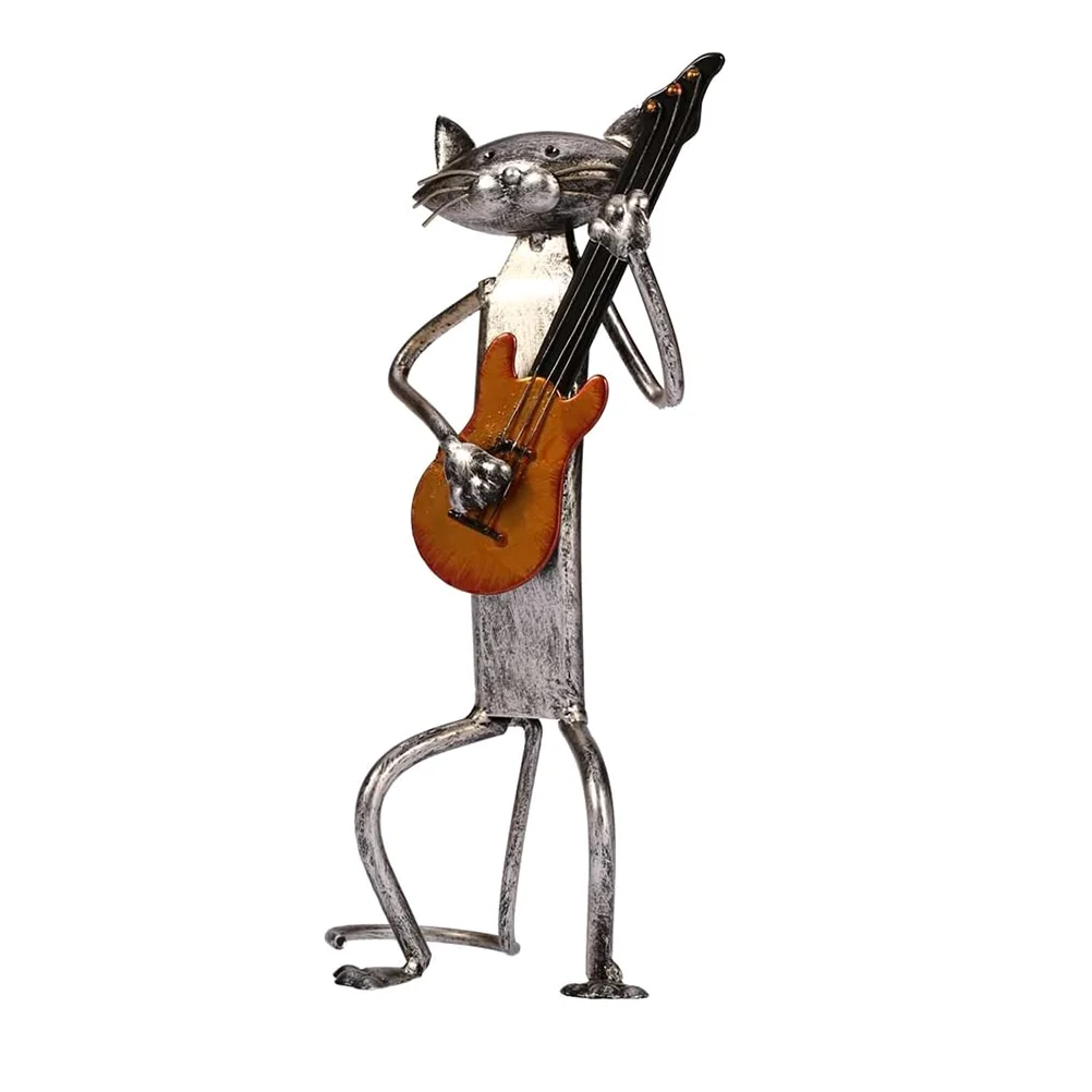 

Decor Ornaments Guitar Cat Figure Statue Adornment Decorations Iron Figurine Desktop