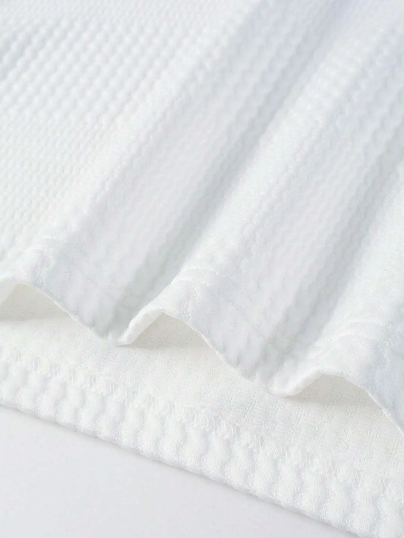 Men's White Textured Long Sleeve Polo Shirt, Casual Business Wear for Fall