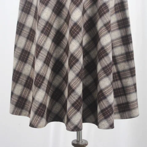 Jupe mi-longue trapèze en laine à carreaux et rayés, Vintage, automne hiver, Simple système forestier, jupe corporelle, imprimé rétro, fermeture éclair, Design
