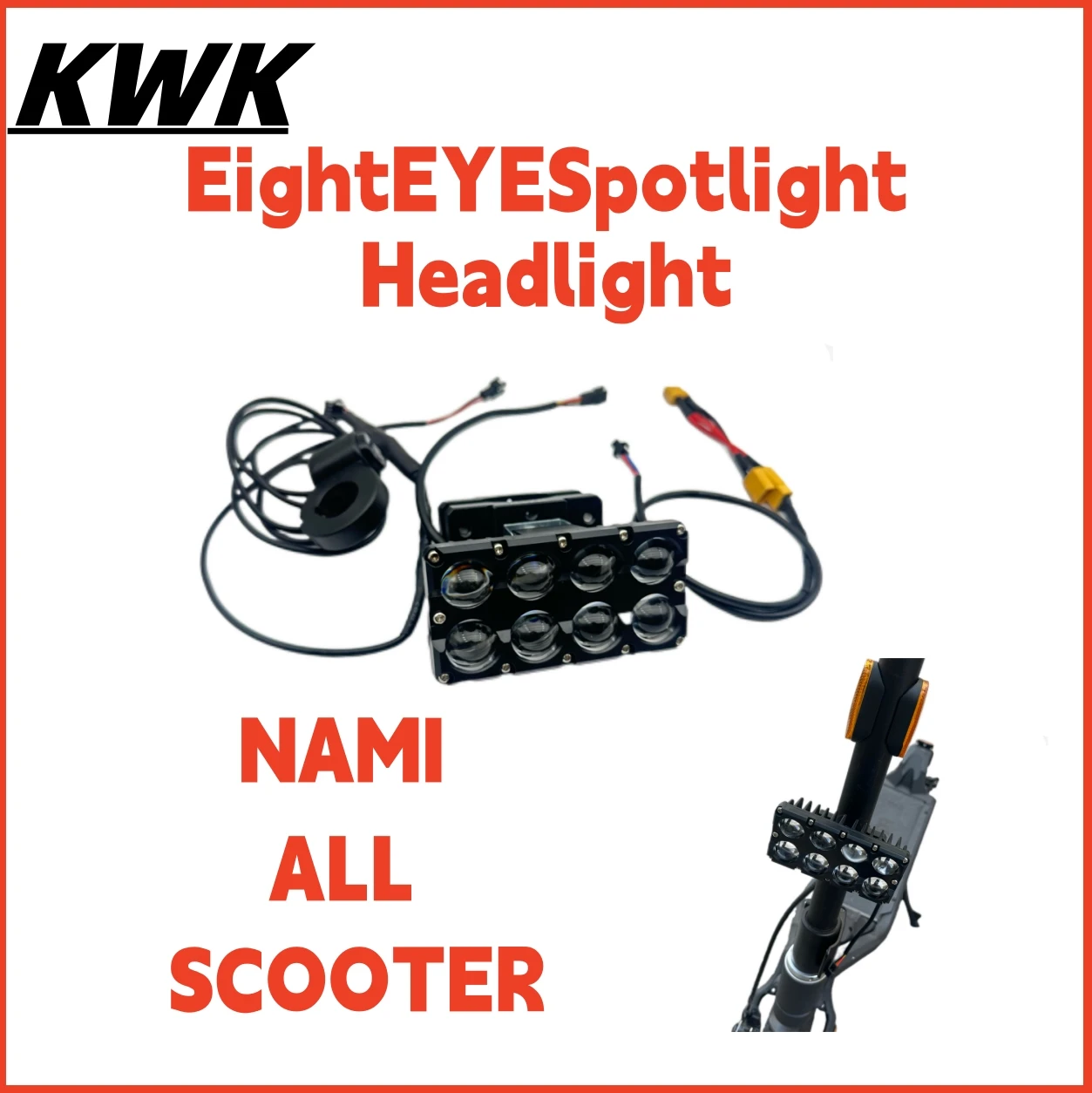 

Eight EYE Spotlight Headlight For Nami Klima Stellar Burn-E Electric Scooter Modified With Switch
