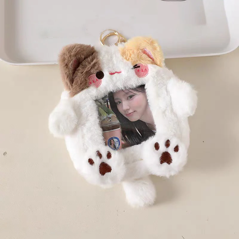 

Cute Kitten Card Holder Keychains For Bag Pendant Kawaii Animal Series Photo Holder For 3 Inch Kpop Photo Display Bag Keyrings