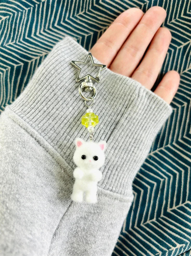 Cute handmade cat keychain