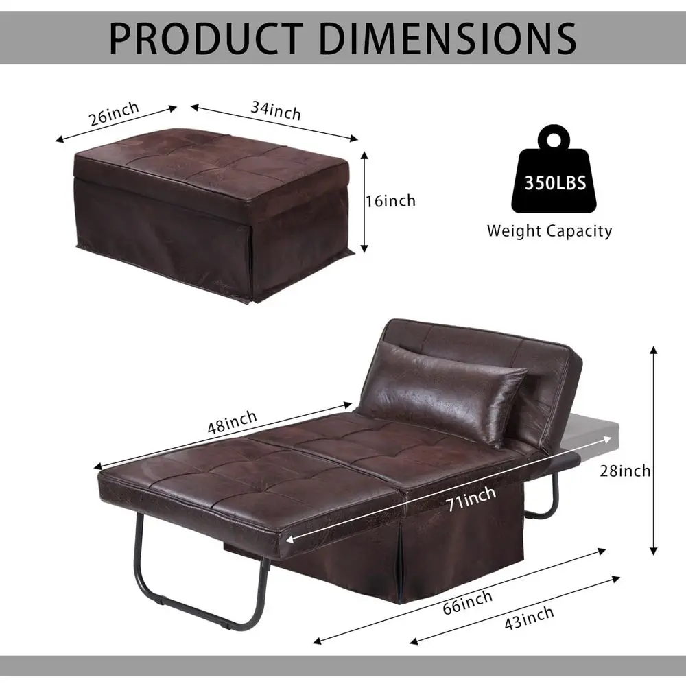Soa Bed, Set o 4 in 1 Multi-unction olding Ottoman Breathable Linen Couch Bed with Adjustable Backrest ern Convertible Chair or - view 2