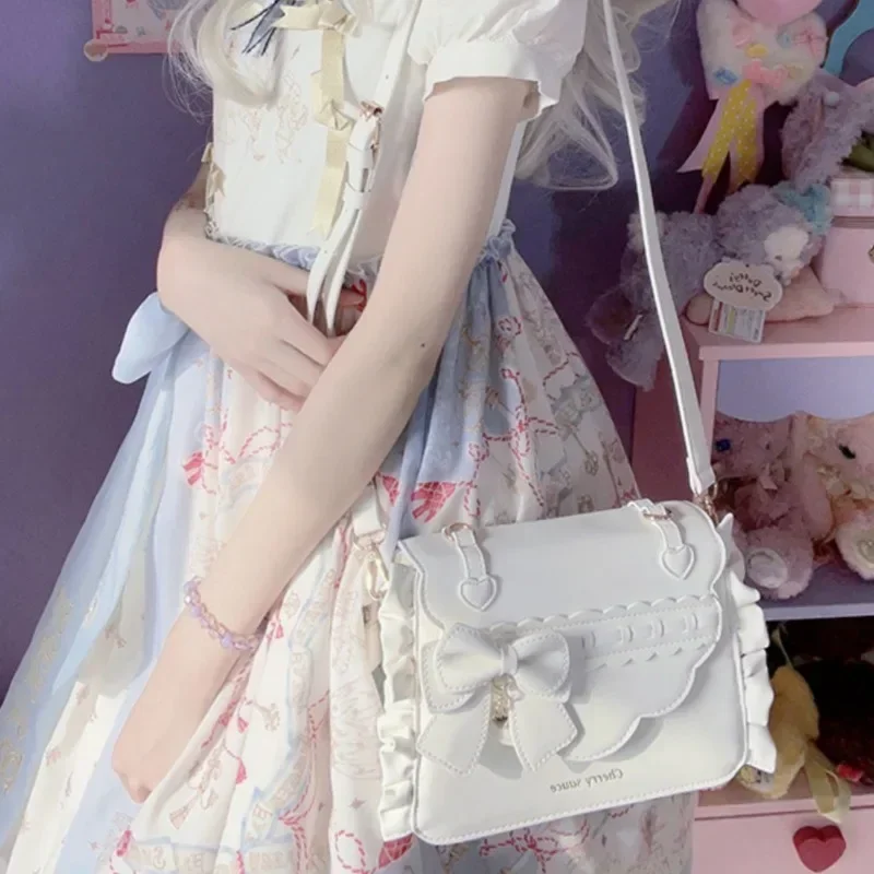 Sweet Ita Bag 2024 elegante Lolita Bag Ladies Cute Girls Bow Crossbody Bag popolare JK Uniform Shoulder Bag autunno Bolso fuchesi