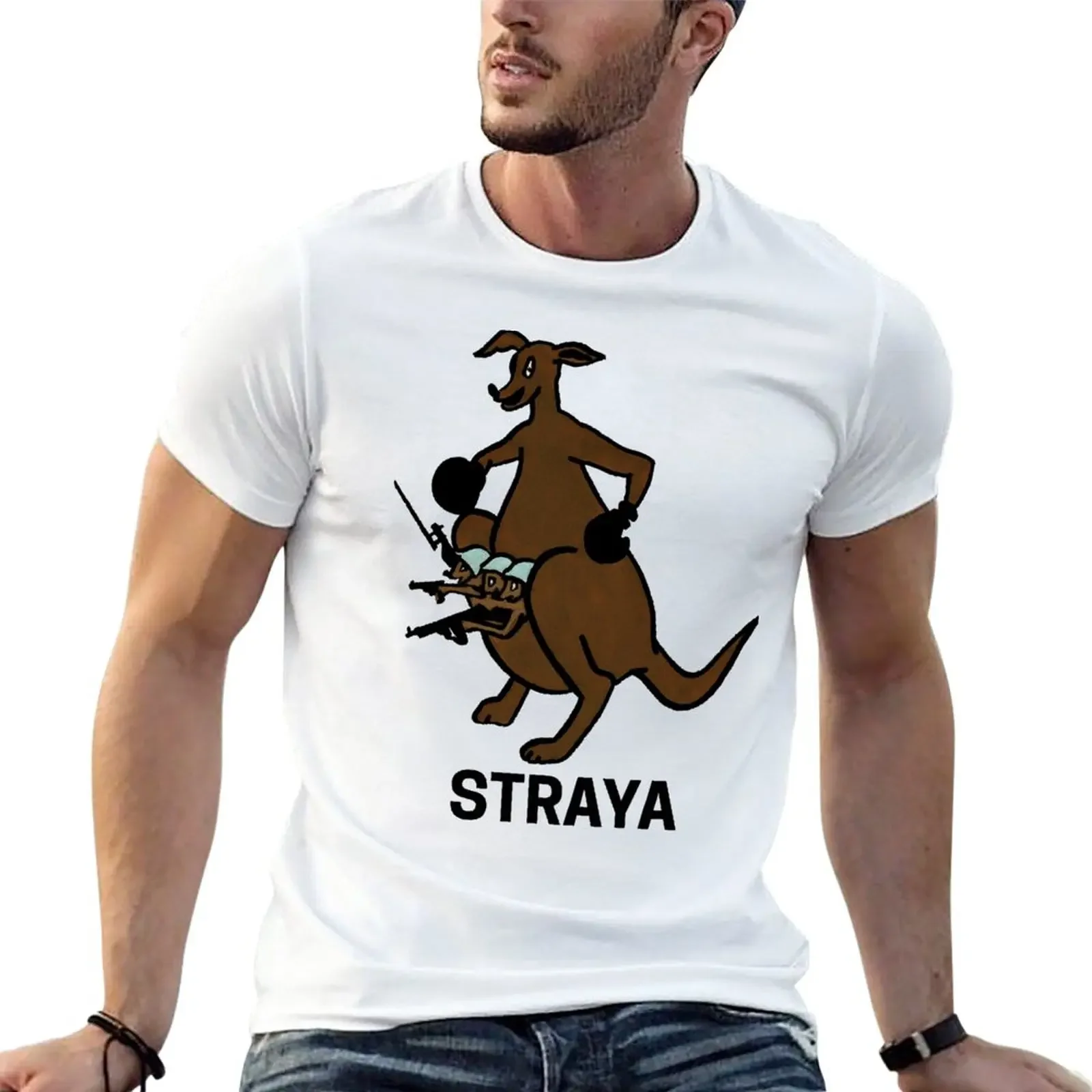 Straya Kangaroo T-Shirt funnys sports fans korean fashion Men's t-shirt