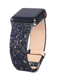 Shiny Strap for Apple Watch band 44mm 38 40mm 42mm 41mm 45mm Glitter Leather WatchBand IWatch Series 8 7 6 5 4 3 SE Ultra 2 49mm