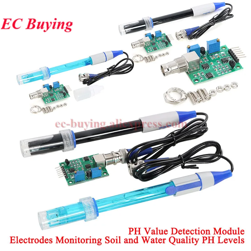 Liquid PH Value Detection Regulator Sensor Module Monitoring Control Meter Tester BNC PH Electrode Probe For Arduino PH 0-14