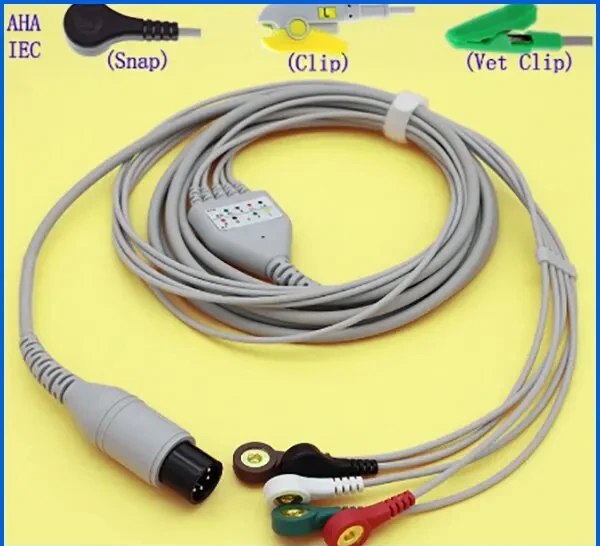 Compatible New /Goldway/Edan/Contec/Datascope  Machine the one-piece 5 lead cable and snap leadwire