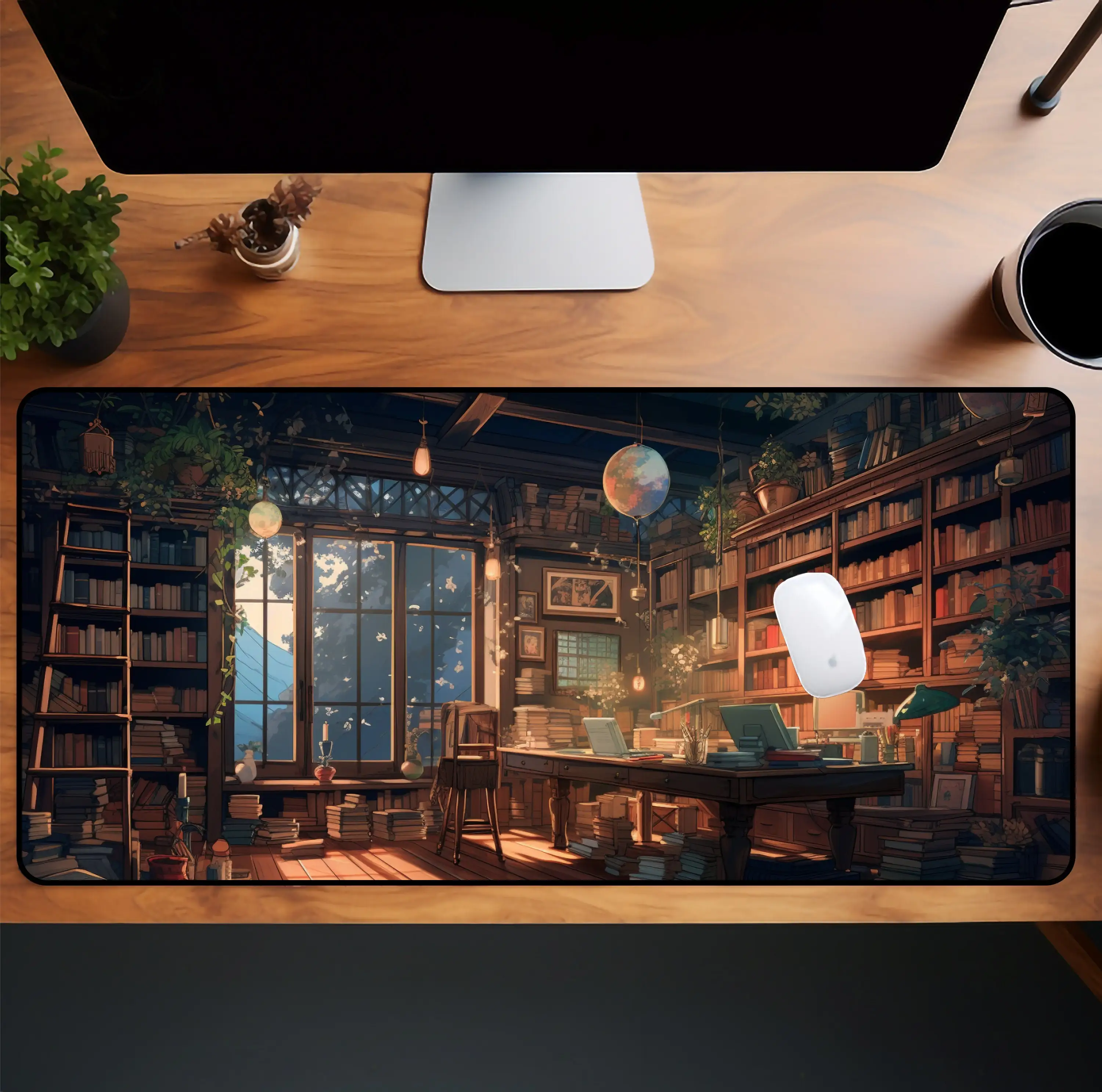 Purple Vintage Library Graphic Mouse Pad,Pc Gamer Colorful Desk Mat,Graphic Mousepad,Christmas Gift Ideas,Gift for Office Space