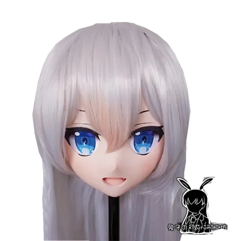 (Rabbit 18) Resin Cross Dressing Pretty Girl 3/4 Head BJD Doll Mask Cartoon Anime vtuber Cosplay Kigurumi Mask Crossdresser