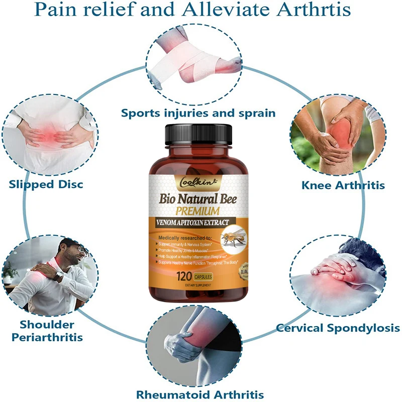 Raw Bee Venom Extract Supplement Natural Premium Formula Used To Relieve Arthritis Pain and Anti-Inflammation