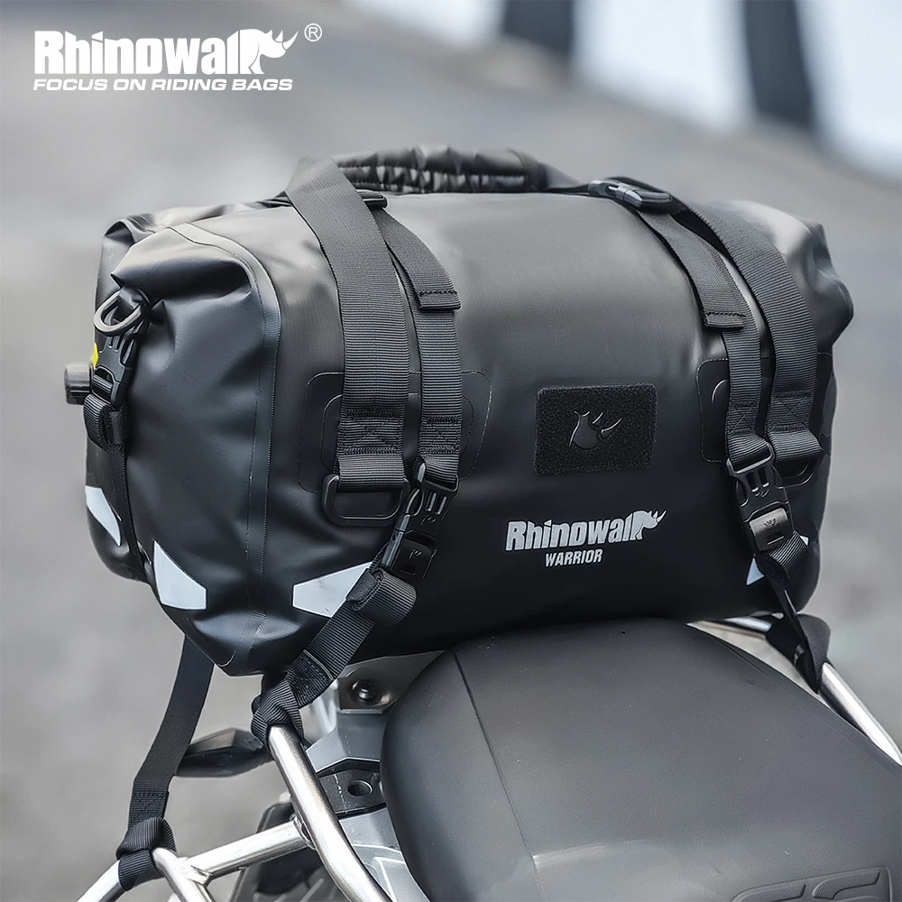 Rhinowalk Motorcycle Duffle Tail Bag 20L Waterproof Side Pannier Expansion Bag Back Seat Bag Motorbike Luggage Storage Backpack