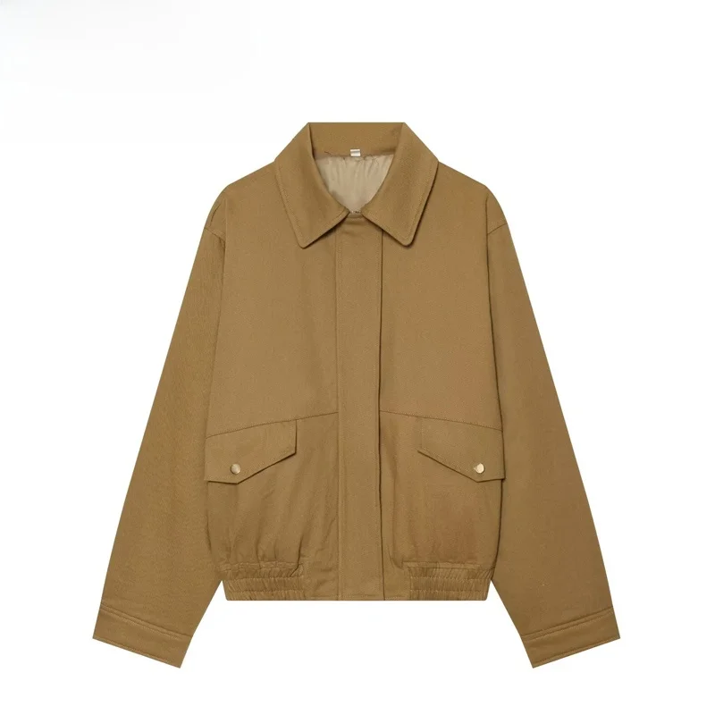 Casual Fashionable Style Women's Jacket Cotton Polyester Fiber Standard Fit Short Coat Zipper Closure No Hat Autumn Season