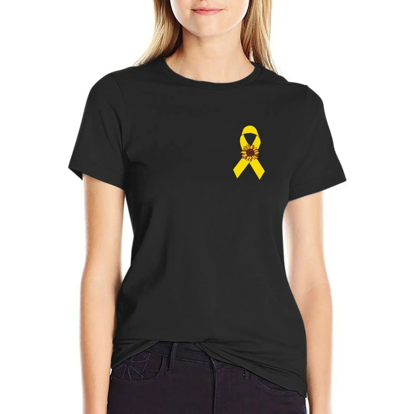 

Childhood Cancer Ribbon T-Shirt tops korean fashion lady clothes Women clothes